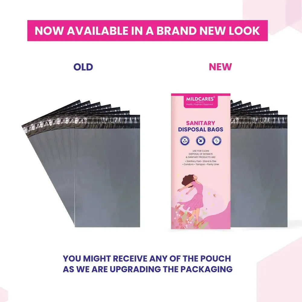 Product Image Comparsion of Old vs New of Mildcares Sanitary Disposable Bags