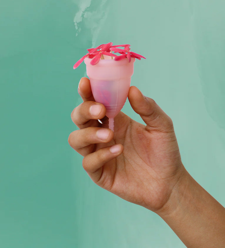 menstrual cup with flowers