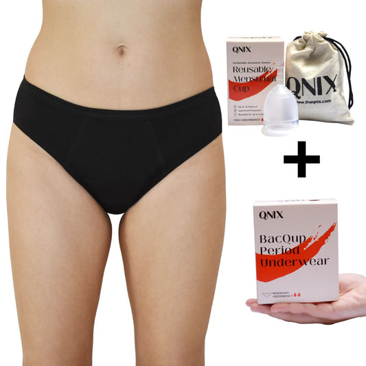 QNIX Menstrual Cup + BacQup Period Panty