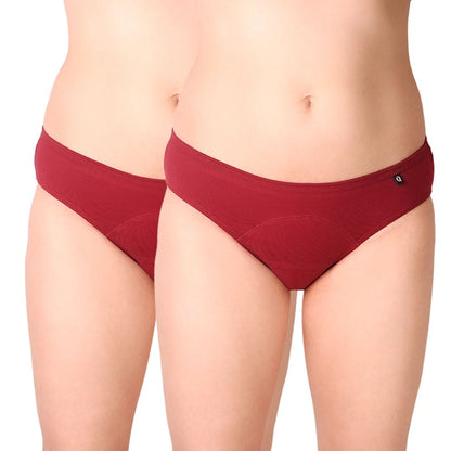 Red underwear worn by two persons on a white background